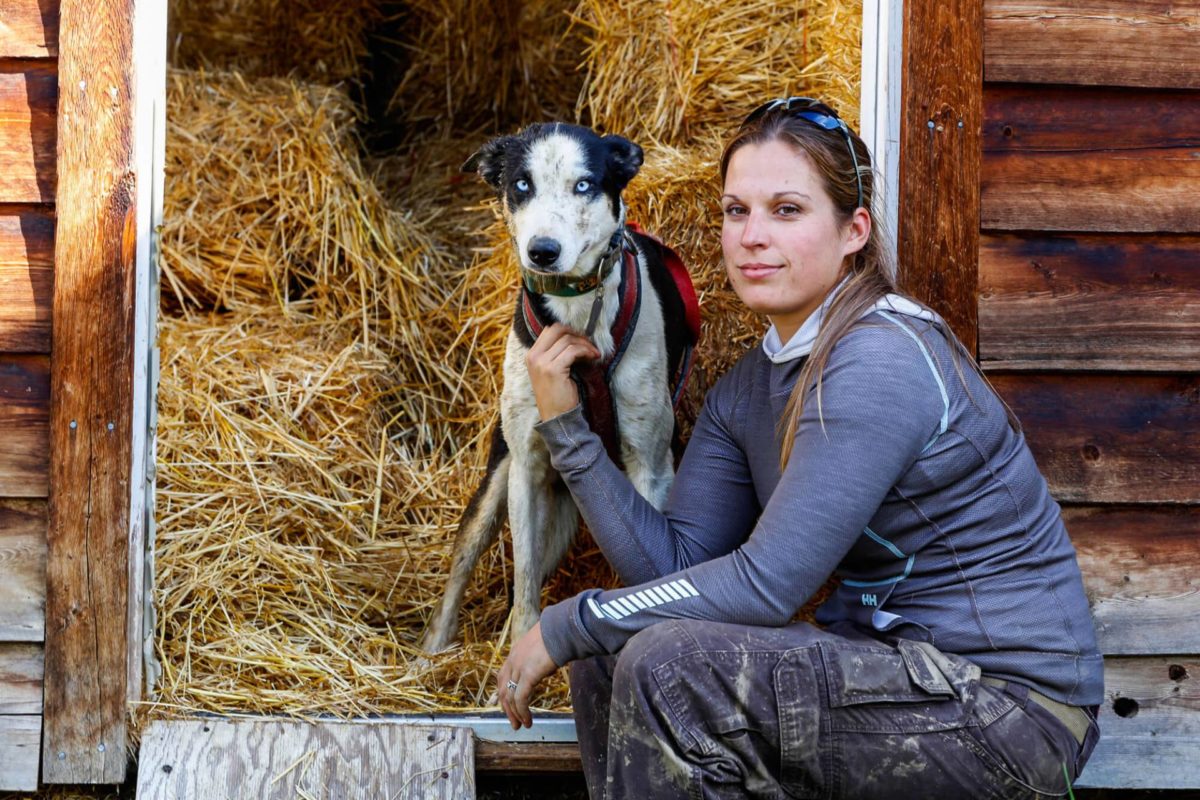 Musher Morgan Larson with her dogs