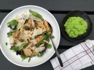 Sallad med grön ärtröra